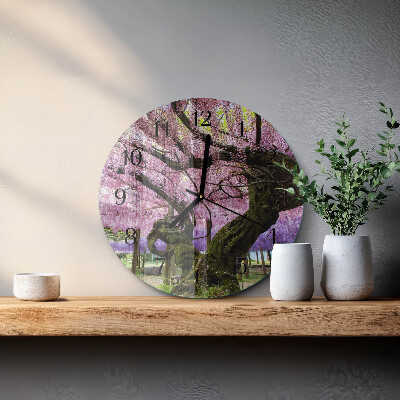 Wanduhr glas rund Bäume