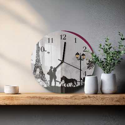 Runde wanduhr Liebe zu Paris