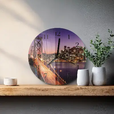 Runde wanduhr aus glas Stadt der Brücken