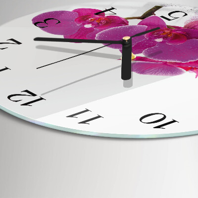 Glas wanduhr mit motiv rund Orchidee