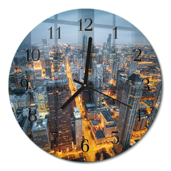 Wanduhr glas rund Nachtstadt