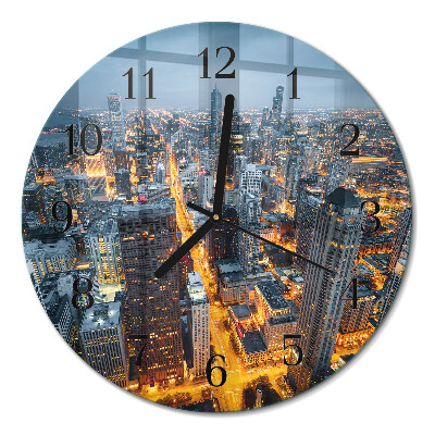 Wanduhr glas rund Nachtstadt