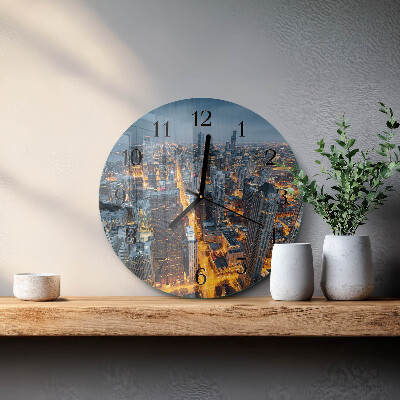Wanduhr glas rund Nachtstadt