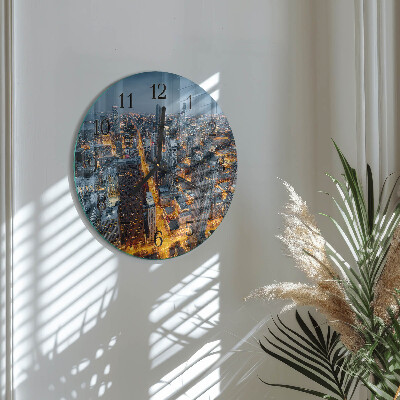 Wanduhr glas rund Nachtstadt