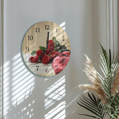 Runde wanduhr Rosen