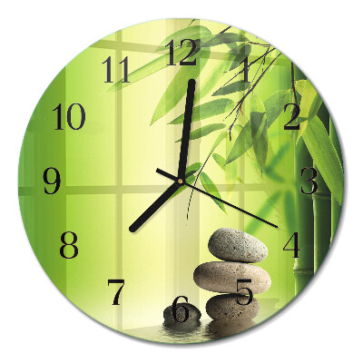 Glas wanduhr mit motiv rund Steine