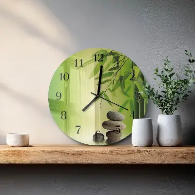 Glas wanduhr mit motiv rund Steine