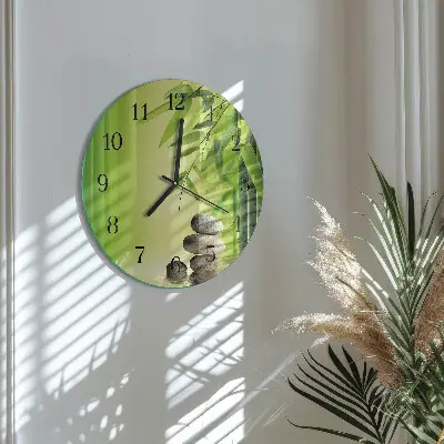 Glas wanduhr mit motiv rund Steine