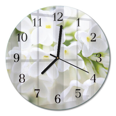 Wanduhr glas rund Blumen