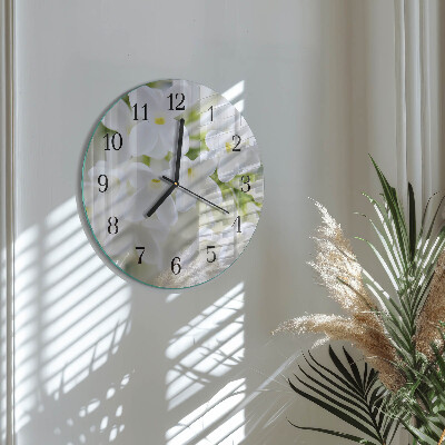 Wanduhr glas rund Blumen