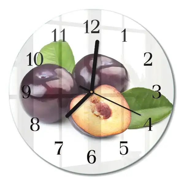 Glas wanduhr mit motiv rund Pflaumen