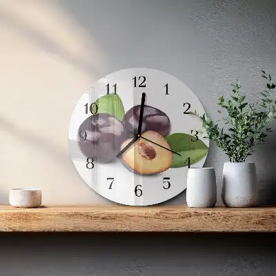 Glas wanduhr mit motiv rund Pflaumen