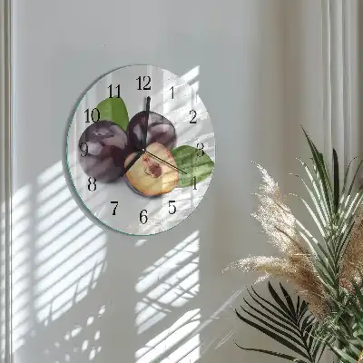 Glas wanduhr mit motiv rund Pflaumen