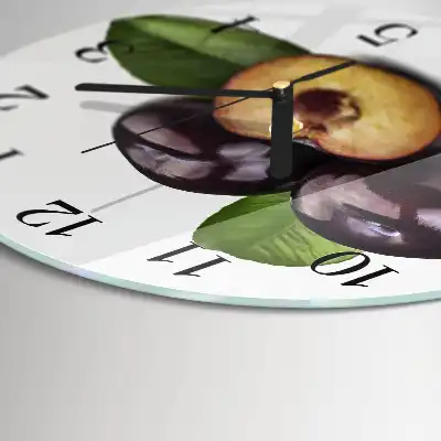 Glas wanduhr mit motiv rund Pflaumen