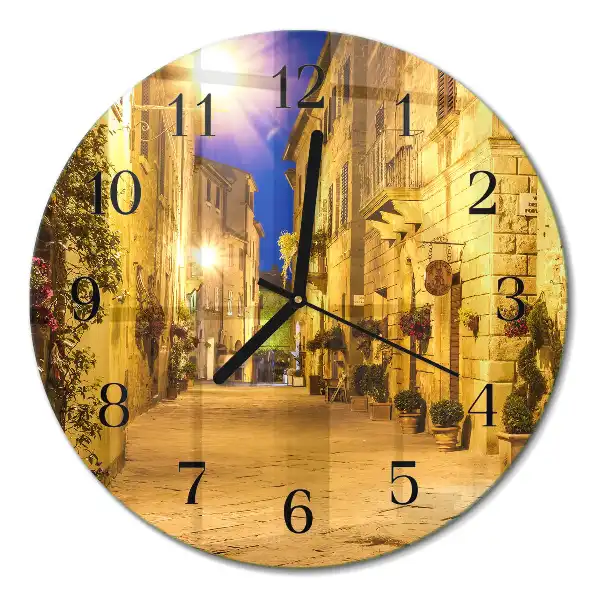 Runde wanduhr Straße bei Nacht