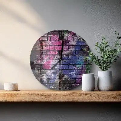 Runde wanduhr aus glas Ziegel