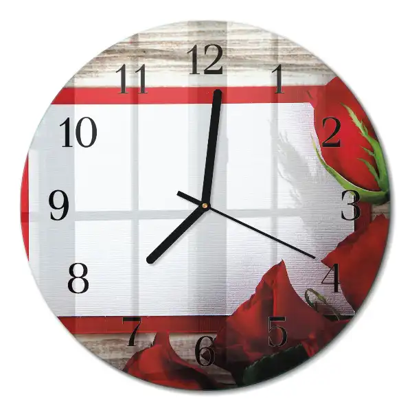 Glas wanduhr mit motiv rund Rosen