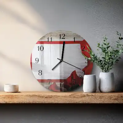 Glas wanduhr mit motiv rund Rosen