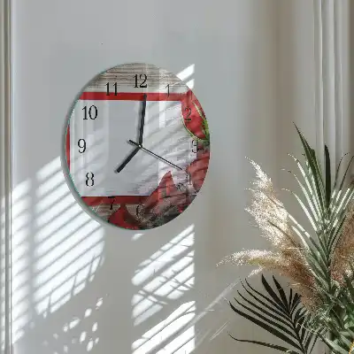 Glas wanduhr mit motiv rund Rosen