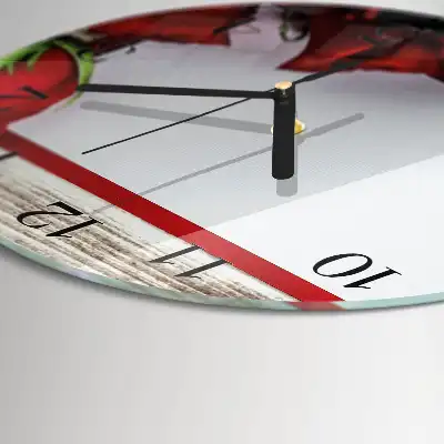 Glas wanduhr mit motiv rund Rosen