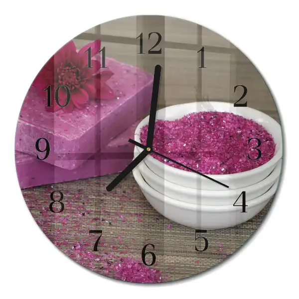 Wanduhr glas rund Blume