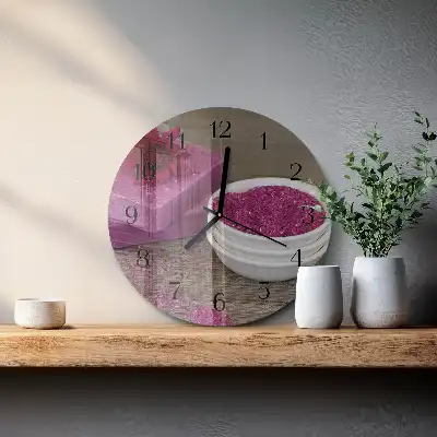 Wanduhr glas rund Blume