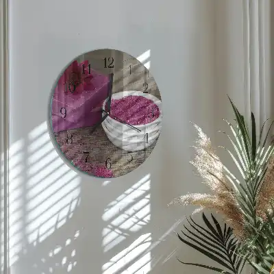 Wanduhr glas rund Blume