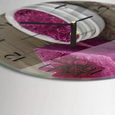 Wanduhr glas rund Blume