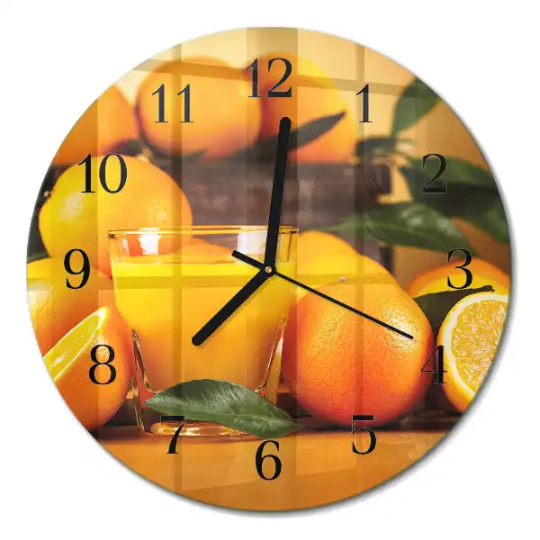 Runde wanduhr aus glas Orangen