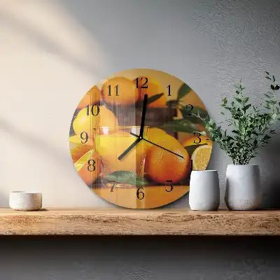 Runde wanduhr aus glas Orangen