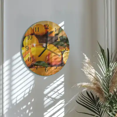 Runde wanduhr aus glas Orangen
