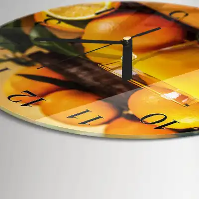 Runde wanduhr aus glas Orangen