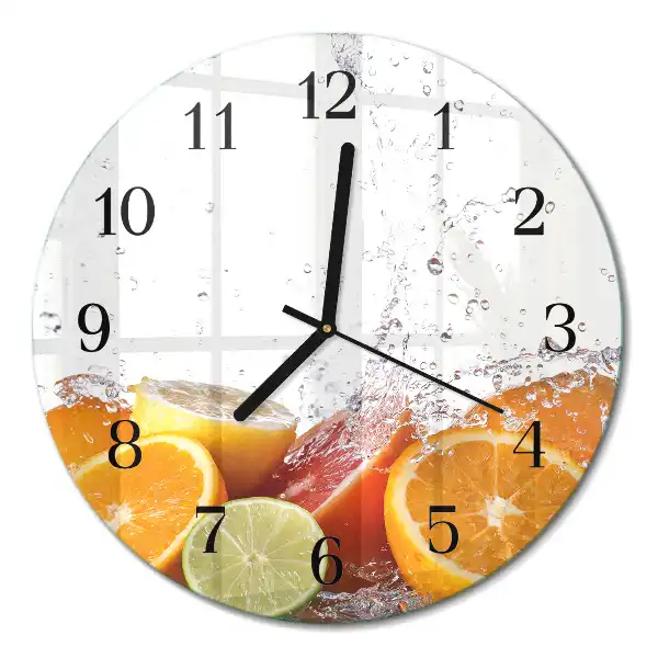 Wanduhr glas rund Orangen