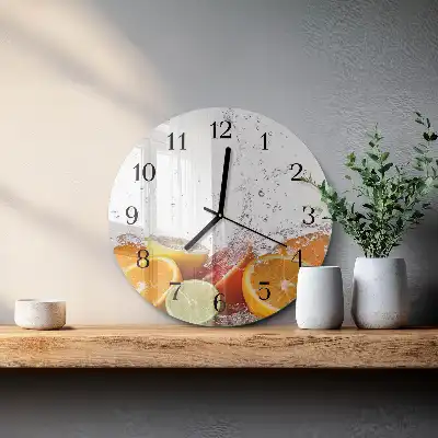 Wanduhr glas rund Orangen