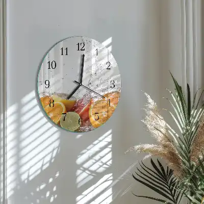 Wanduhr glas rund Orangen
