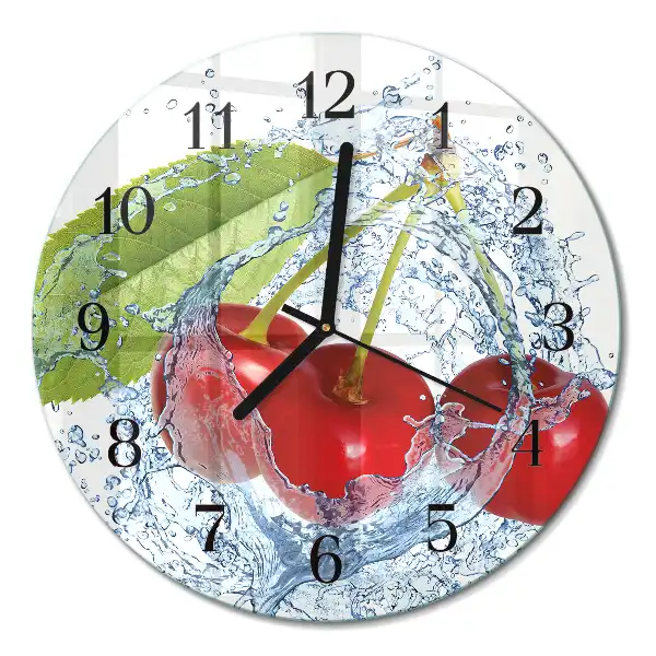 Wanduhr glas rund Kirschen