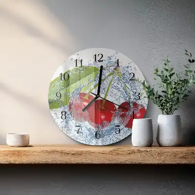 Wanduhr glas rund Kirschen
