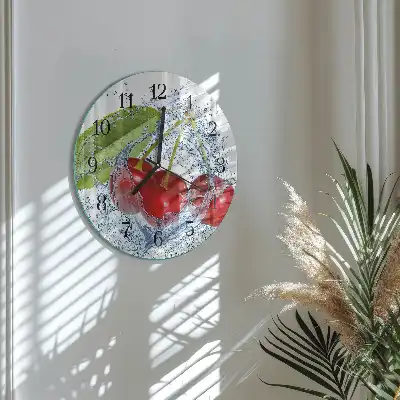 Wanduhr glas rund Kirschen