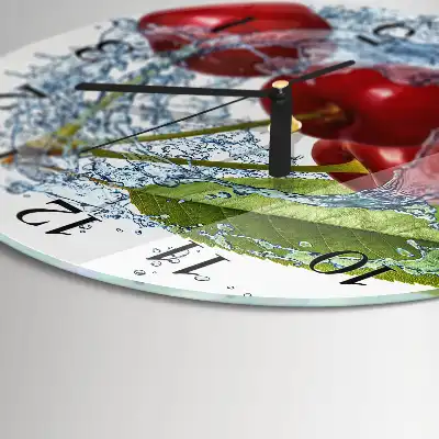 Wanduhr glas rund Kirschen