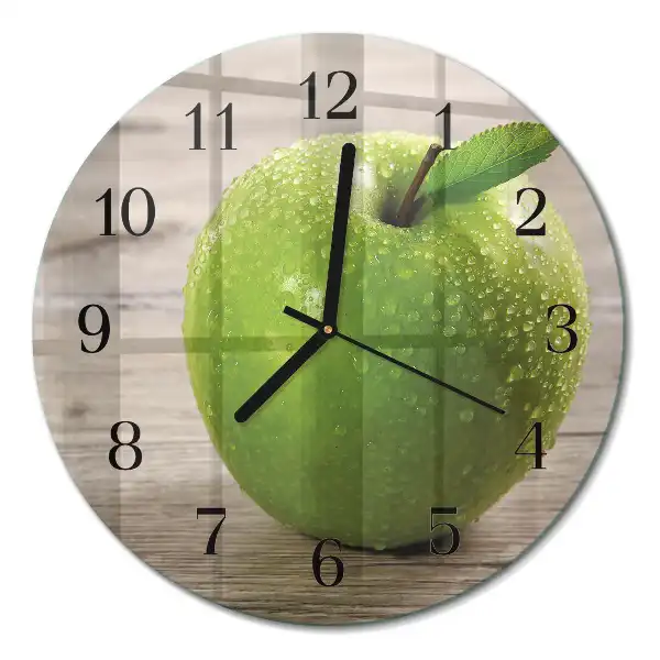 Runde wanduhr aus glas Äpfel