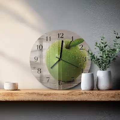 Runde wanduhr aus glas Äpfel