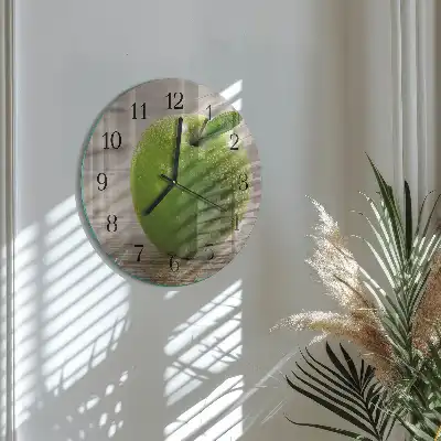Runde wanduhr aus glas Äpfel