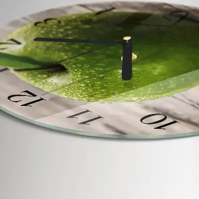 Runde wanduhr aus glas Äpfel