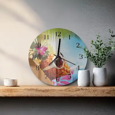Runde wanduhr aus glas Ananas