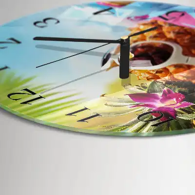 Runde wanduhr aus glas Ananas