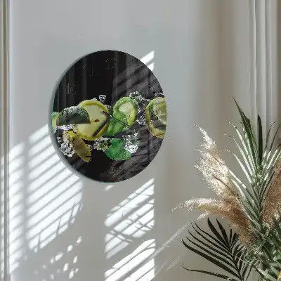 Glas wanduhr mit motiv rund Zitrone und Limette