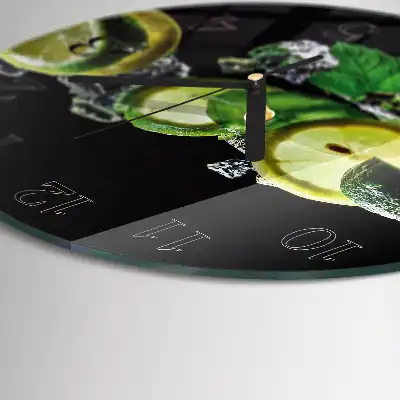 Glas wanduhr mit motiv rund Zitrone und Limette