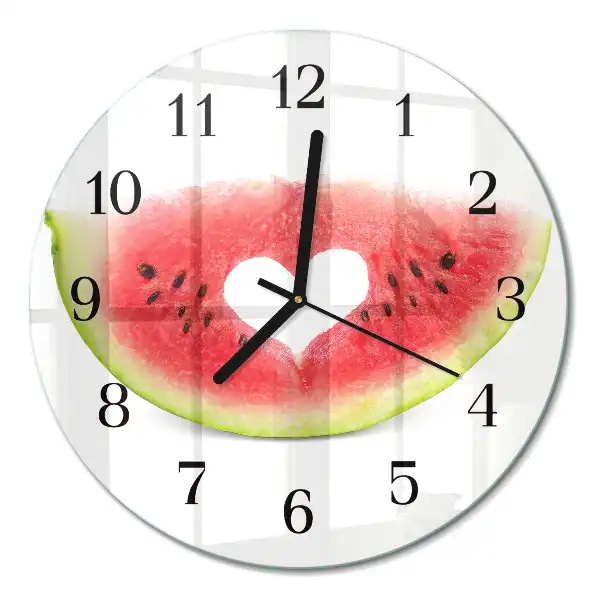 Runde wanduhr aus glas Wassermelone