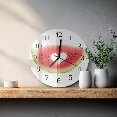 Runde wanduhr aus glas Wassermelone