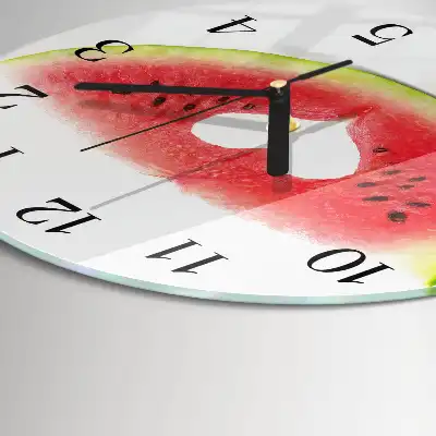 Runde wanduhr aus glas Wassermelone